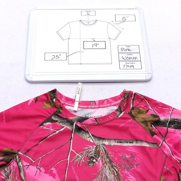 RealTree AP Athletic Active Short Sleeve T Shirt Womens Size Large L Pink - Picture 8 of 8